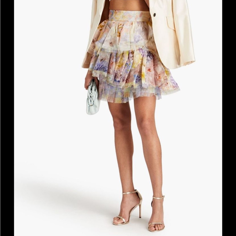 Zimmermann Multicolor Floral Mini Skirt